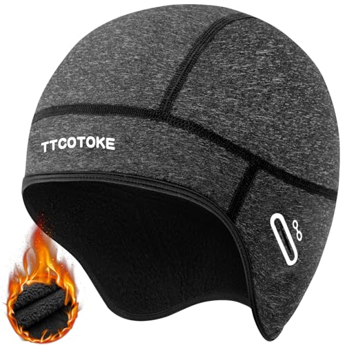 TTCOTOKE Fahrrad Mütze Winter Kinder, 2024 Wintermütze Unterhelm Mütze Fahrradhelm Kinder, Bike Warm Cap Winddichte, Fahrradmütze unter Helm für Alle Outdoor Aktivitäten, Kinder Unisex - Grau