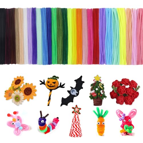 LLMtn Set mit 27Farben, 300 Stk bunten Pfeifenreiniger, 20 Standardfarben, 7 Macaron-Farben für DIY-Projekte (mehrfarbig)