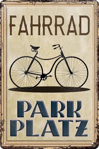 LUCKYLINDE – Blechschild, wetterfest – Fahrrad Parkplatz – Hinweisschild, Warnschild, Parkplatz Deko Schild (20 x 30 cm)
