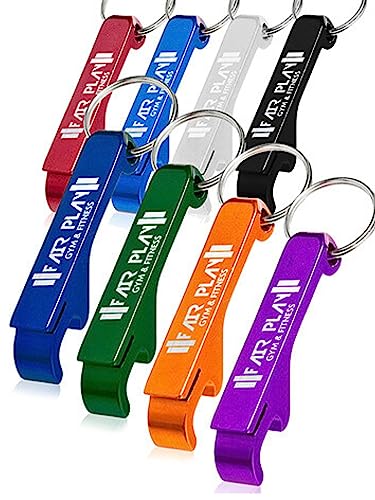 100 Stück personalisierter Aluminium-Dosen-/Flaschenöffner, Schlüsselanhänger, dickere Version. Gravierter Text/Logo, Hochzeitsgeschenke, Brauerei, Bar, Jubiläen, Party, Restaurant, Immobilienmakler
