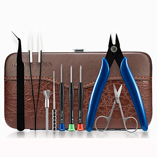 Diy Werkzeug Coil Jig Tool Kit mit Spule-Jig-wickelset, Keramik-Pinzette, Drahtschneider, Spulehraubenzieher für RDA RBA RTA Zerstn Bürste, Schraubenzieher für E Zigarette RDA RBA RTA Zerstäuber 9in1