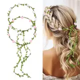 Andibro Rosenblatt Stirnband, 2 Stück Blumen Hochzeits Kopfschmuck Handgefertigte Brautkrone Boho Blumen Haarband Damen Girlande Kopfschmuck Für Frauen(weiß+rosa)