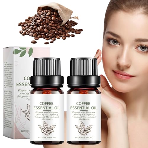 2 PCS Kaffeeöl, Coffee Essential Oil Kaffeeöl Gegen Falten ätherisches Kaffeeöl für die Aromatherapie Pure Coffee Essential Oil Parfüme Badebomben Sprays Kerzen und Seifen (10ml)
