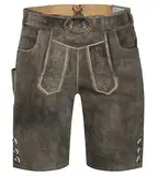 Schöneberger Trachten Couture Herren Lederhose kurz mit Trachtengürtel, Trachtenlederhose Oktoberfest, Original Nubuk-Leder, Tegernsee (56)