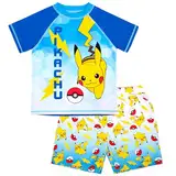 Pokémon-Badeset für Jungen, 2-teilige Badeshorts und T-Shirt, UV-Sonnenschutz-Badeanzug für Jungen im Alter von 5–12 Jahren