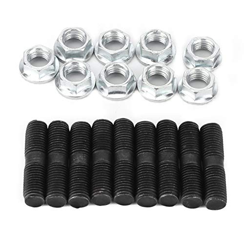 stehbolzen m10x40,turbo studs,M10 1,25 Stud M10 1,25 Stud Turbolader und Zubehör 9 Stück M10x1,25 Turbo Studs Kontermuttern Kit Auto Fahrzeugzubehör Passend für