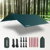 JAICOM Tarp Wasserdicht - 3x3M Camping Zeltplane, Ultraleicht und Tragbar, UV-Schutz & Schnee & Regen, Mit Ösen, Nylonseile, Aluminiumstifte, für Hängematten, Outdoor-Aktivitäten, Terrassen