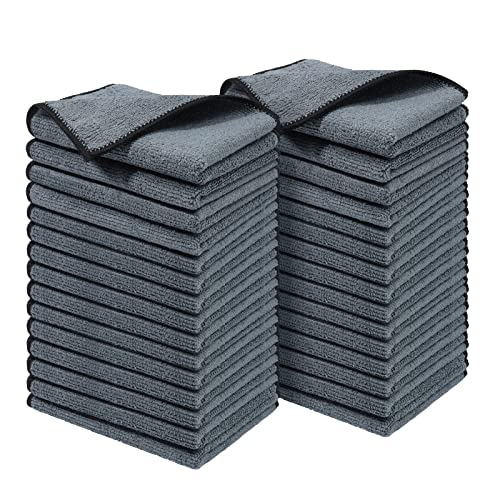 Wemk Mikrofasertücher, 30 Stück Reinigungstuch, Mikrofaser Reinigungstuch, Trockentuch, 30x20CM, Bad, Kuche, Gastronomie, Auto, Grau