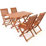 Casaria® Gartenmöbel Set Holz Sydney 5-TLG. Armlehne Klappbar Wetterfest Akazie FSC®-Zertifiziert Garten Terrasse Balkonmöbel 120x70x75cm Sitzgarnitur