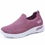 Sneaker Damen Leicht 36-41：Offener Schuh Ohne Schnürung Mesh Atmungsaktive Schuhe Mit Weicher Sohle Turnschuhe Anti-Rutsch Laufschuhe Einfarbig Freizeit-Schuhe Fashion Joggingschuhe Casual Flacheschuh