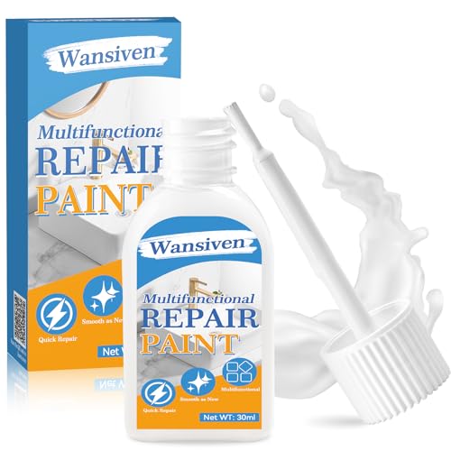 Wansiven Email Reparatur Lack, Badewannenlack Weiß, Hochglanz lackstift Badezimmer Reparaturlack,für Badewanne, Fliesen, Metall, Heizkörper, Keramik, Waschbecken, Möbel, Defekte und Kratzer, 30 ml