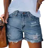 Eauptffy Jeans Shorts Damen Sommer Sexy Kurze Denim Hose -Sommer-Fashion-Print, Vielseitige Denim-Shorts Im Taschen-Resort-Stil Jeanshosen Knöpfe Denim Kurze Jeans Für Pailletten