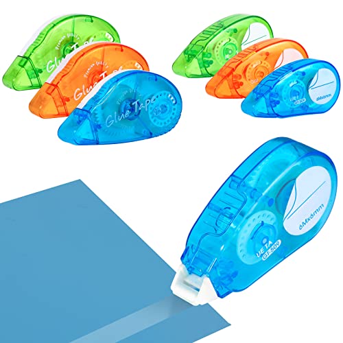 Yoosso 6 Stück Selbstklebender Kleberoller, 6mmx6m & 8mmx8m Fotokleber Transparentes Doppelseitiges Klebeband Roller Glue Tape für Scrapbook Kartenherstellung Schule Büro Basteln