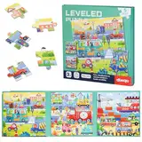 Magnetische Puzzle für Kinder, 25-30-42 Teile Verkehr Kinderpuzzle ab 3 Jahre, Magnet Puzzle, 3-in-1 Magnetpuzzle, Teile Magnet Puzzle Kinder, Kinderpuzzle Magnetspiel,3 Jigsaw Puzzle Muster in 1 Buch