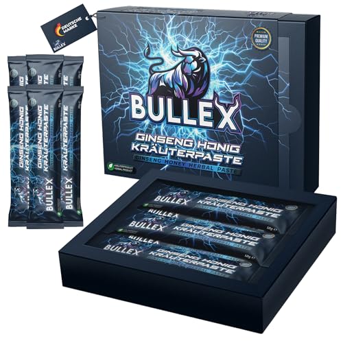 BULLEX Natürliches Potenzmittel für Mann - Testosteron Booster Sex Oral Jelly Gel Extra Stark & Hochdosiert mit Ginseng - Erektionshilfe für Männer Sofortwirkung - 6x 12g Macun Honig Beutel Rezeptfrei