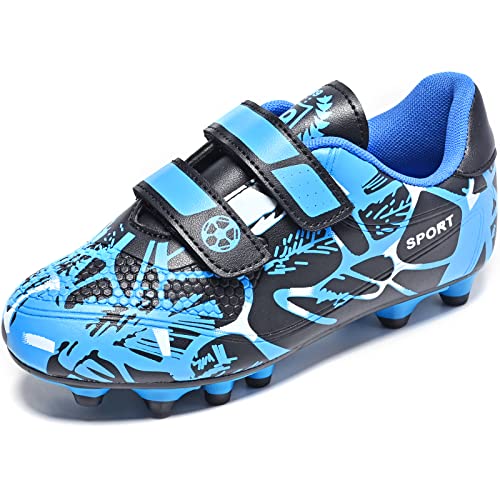 Mitudidi Kinder Fussballschuhe Spike Cleats Professionelle Jungen Mädchen Klettverschluss Fußballschuh Turnschuhe Unisex Sportschuhe für Outdoor Indoor