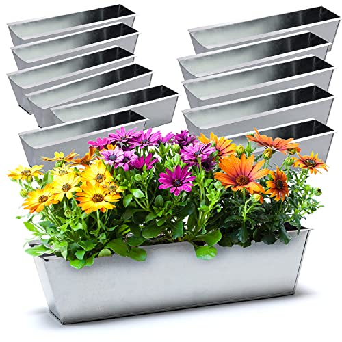 BigDean 12er Set Zink Paletten Blumenkästen - Einsatz 38cm groß Silber - aus Metall verzinkt - Zinkkasten Pflanzkasten Balkonkasten Blumentopf für Europaletten