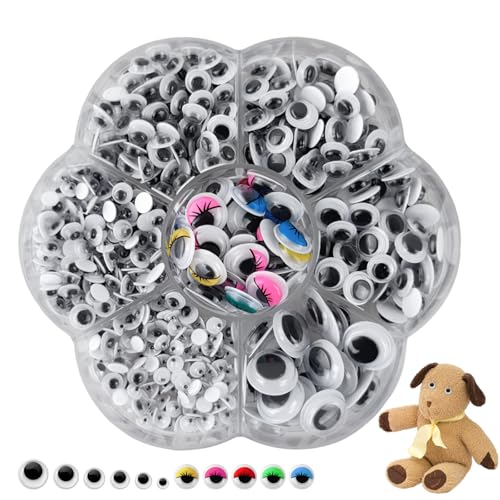 CNMTCCO 700 Stück Selbstklebende Wackelaugen 4mm -12mm für DIY Scrapbooking Spielzeuge Zubehör