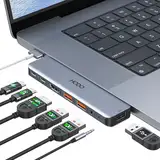 HODO USB C Hub für MacBook Pro Air, Adapter Mac Zubehör mit Thunderbolt 3, 4K HDMI, 2 USB 3.1 10Gbps, USB-C, USB2.0, 3.5mm Audio, Kompatibel 2024 2023 2022 2021 M3 M2 M1 Laptop