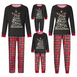 PTLLEND Weihnachtspyjama-Sets für die Familie, passende Weihnachtspyjamas für die Familie, Nachtwäsche-Pyjamas(A244 Black,Medium)