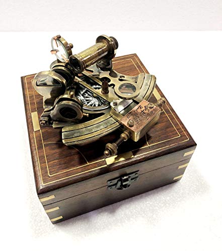 Antiker Maritimer Nautischer Kompass Sextant Vintage Marine Astrolabine Schiffsinstrumente mit Holzbox