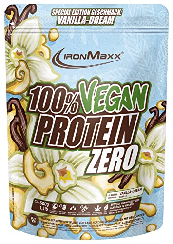 IronMaxx 100% Vegan Protein Zero - Vanilla Dream 500g | zuckerfreies und proteinreiches Eiweißpulver aus 4 Komponenten | veganes Proteinpulver ohne Aspartam