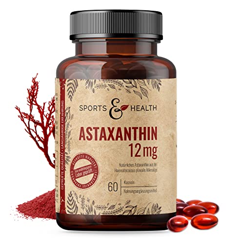 Astaxanthin 12 mg Depot Softgel Kapseln mit Oxidationsschutz - 4 Monatsvorrat - 60 Gel Caps - Mit Vitamin E - inkl. Nachweisanalyse in den Produktbildern