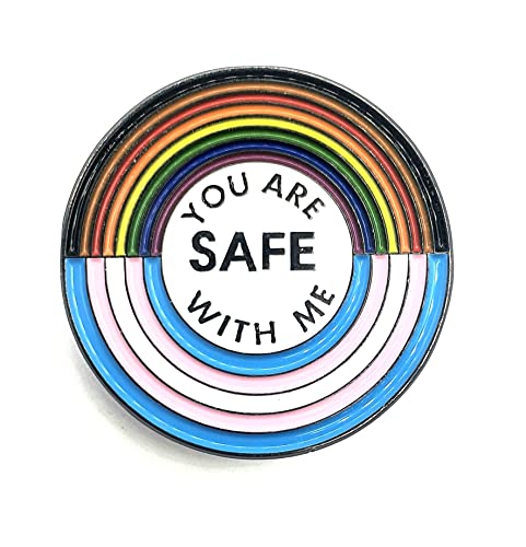Metall-Anstecknadel mit Aufschrift "You Are Safe With Me", Transgender, Schwul, Lesben, Stolz, LGBTQ+ LGBT Ally, Metall