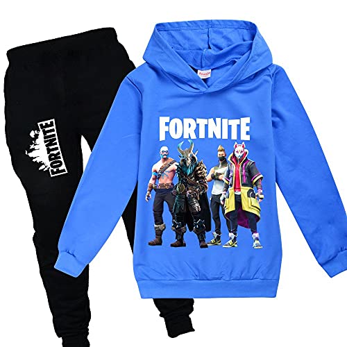 zhaojiexiaodian Sportanzug für Kinder mit 3D-Cartoon-Print,Freizeitpullover für Kinder， Kinder-Hoodie + Hose (DE/NL/SE/PL, Numerisch, 140, Regular, Blau)