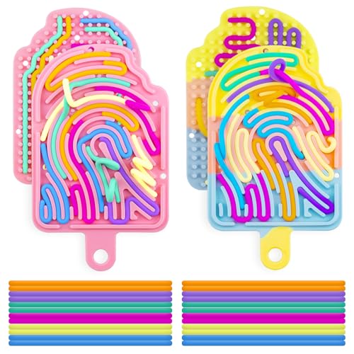 Sensorik Activity Board, Sensory Fidget Toys, Doppelseitiges Silikon Sensorisches Spielzeug zur Autismus ADHD für Kinder ab 3 Jahr & Erwachsene, Mit 24schnüRen (2 Stück)