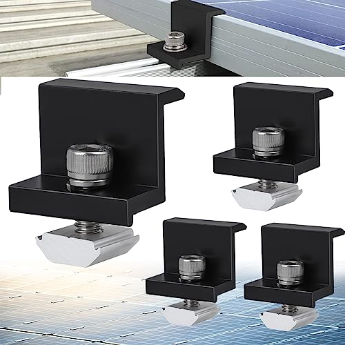 Teokantz 4 Stück Endklemme 30mm schwarz Abschlussklemme für Montage der Photovoltaik Solarpanel Solarmodul Halterung Endklemme Randklemme für PV Solar Module Befestigungen auf dem Dach