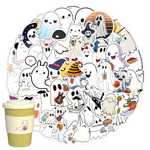60 Stück Gespenst Aufkleber - Geist Aufkleber für Laptop - Halloween Ghost Stickers - Wasserdichte Vinyl Aufkleber for Auto Laptop Telefon Gitarre Skateboard
