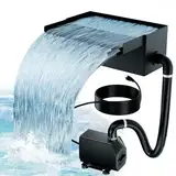 Biling Teich Wasserfall für Gartenteich, 20cm Edelstahl Teichwasserfall Set 40W 2500 L/H Teichpumpe mit Wasserfall Deko Garten Teich Wasserspiel Patio Terrasse Wasserwand Koiteich Außenteich