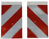 UvV Set Hubladebühnen Warnflagge Ladebordwand Warnfahne Alu Schiene 250 x 400 mm, Links- und rechtsweisend