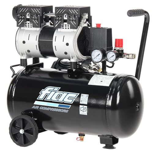 FIAC Geräuscharmer Mobiler Luftkompressor SUPERSILENT 24, Ölfrei, Maximaler Druck 8 Bar, 1 PS, 24-Liter-Tank, Geräuschpegel 58 dB LpA