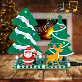 DIY LED Weihnachtsbaum Kit, LED Blinkender Weihnachtsbaum Mini Weihnachtswald Löten Übungskit mit Musik, DIY Weihnachtsmann Elch Weihnachten Elektronik Kit