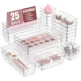 DYDHRER 25 Stücke Schubladen Organizer, schubladen ordnungssystem mit 4 Größen, schubladenorganizer Tablett für Kosmetik, Schmuck, Schminktisch, Badezimmer, Küchenutensilien und Büroschreibtisch