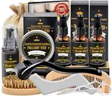 Papa Geschenk Weihnachten,Bartpflege Set für Männer mit Bartroller,Bartshampoo,3 Bartöl,Bart Balsam,Bartkamm,Bartbürste,Bartschere,Bartschablonen,Herren Bartpflegeset Geschenk für Männer Weihnachten