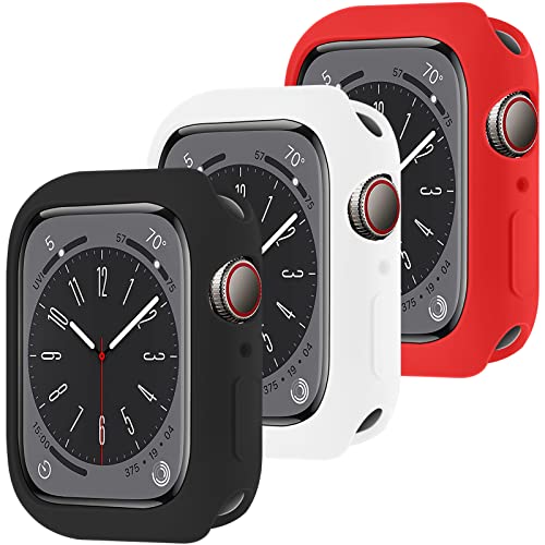 3er-Pack kompatibel mit Apple Watch Case Series 6/5/4/SE 44 mm, schlankes, flexibles TPU, stoßfest, Bumper-Schutzhülle, Quattro 2.0-Serie, robuste, langlebige Schutzhülle in Militärqualität Set Q