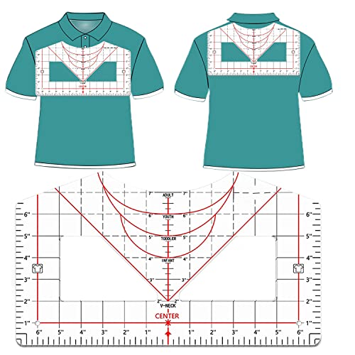 T-Shirt Lineal Leitfaden für Shirt, Shirt Lineal zum Zentrieren des Design, T Shirt Messwerkzeug mit Heizband für Transferpresse, Sublimation, Wärmeübertragung Acryllineal für alle Größen