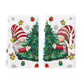 Artoid Mode Bäume Schneeflocken GNOME Weihnachten Küchentücher Geschirrtücher, 42x65 cm Saisonale Xmas Winter Dekoration Handtücher 2er Set