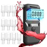 Alkoholtester Polizeigenau - Tragbarer Promillemessgerät mit digitaler LCD - Anzeige und 10 Düsen, Professioneller Alkoholmeter mit Gradgenauigkeit für den Einsatz in Autos, Wohnungen,Restaurants,Bars