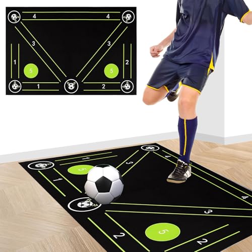 COLEESON Fussball Matte - 60 x 90cm Fussballmatte Training Ballkontrolle, Fussball Trainingszubehör, Trainingsmatte rutschfest, Geschenk für Kinder und Fußballliebhaber (B)