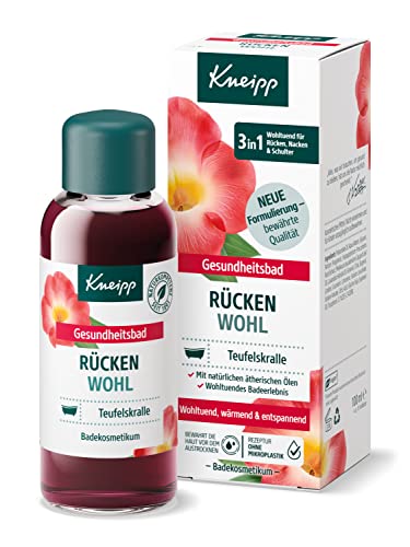 Kneipp Gesundheitsbad Rücken Wohl - Badeöl mit wertvollem Extrakt der Teufelskralle & natürlichen ätherischen Ölen aus Lavendel & Cajeput - für Rücken, Nacken & Schulter, 100ml