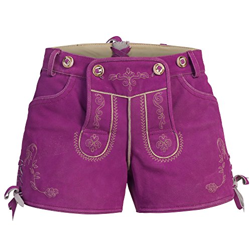 Mufimex Damen Trachten Lederhose Shorts kurz Pink Gr. 42