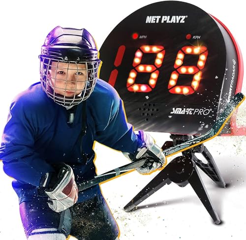 NET PLAYZ Hockey Radar Geschenke Trainingshilfen – Speed ​​Guns Speed ​​Sensor, Hands-Free Radar Guns | Eishockey Feldhockey Street Roller Hockey, High-Tech Gadget & Gear, Schwarz