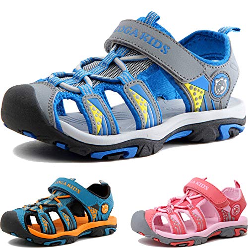 BAOLESEM Kinder Sandalen Jungen Mädchen Strandschuhe Kindersandale Trekking Sandalette Sommer Schuhe Wanderschuhe Beach Pool Sneakers Türkisblau 27-28 EU