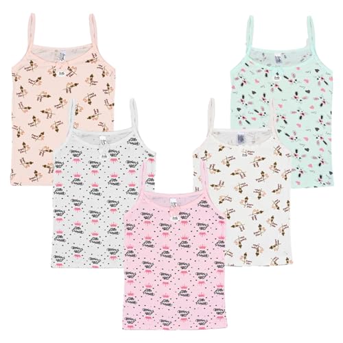 SAMILY Unterhemden Mädchen Baumwolle 5er Pack Spaghettiträger Tanktop Unterwäsche Gr. 98/104, 3-4 Jahre