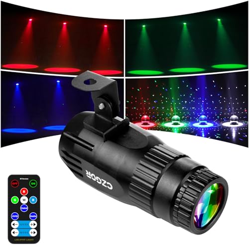 Licht Pinspot, Czgor Spot Disco Kugel 15W RGBW 4-in-1-Spiegelkugelprojektor mit Fernbedienung, Superhelles LED-Pinspotlicht für Partys, Diskotheken, Bars, Hochzeiten