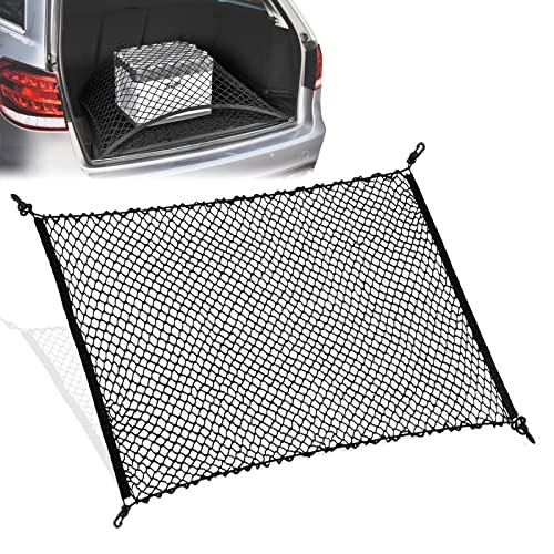 Gepäcknetz Auto,Kofferraum Netz mit 4 Haken,90 * 105 cm Kofferraumnetz Auto,Organizer Netz kann auf 140cm*140cm Erweitert Werden